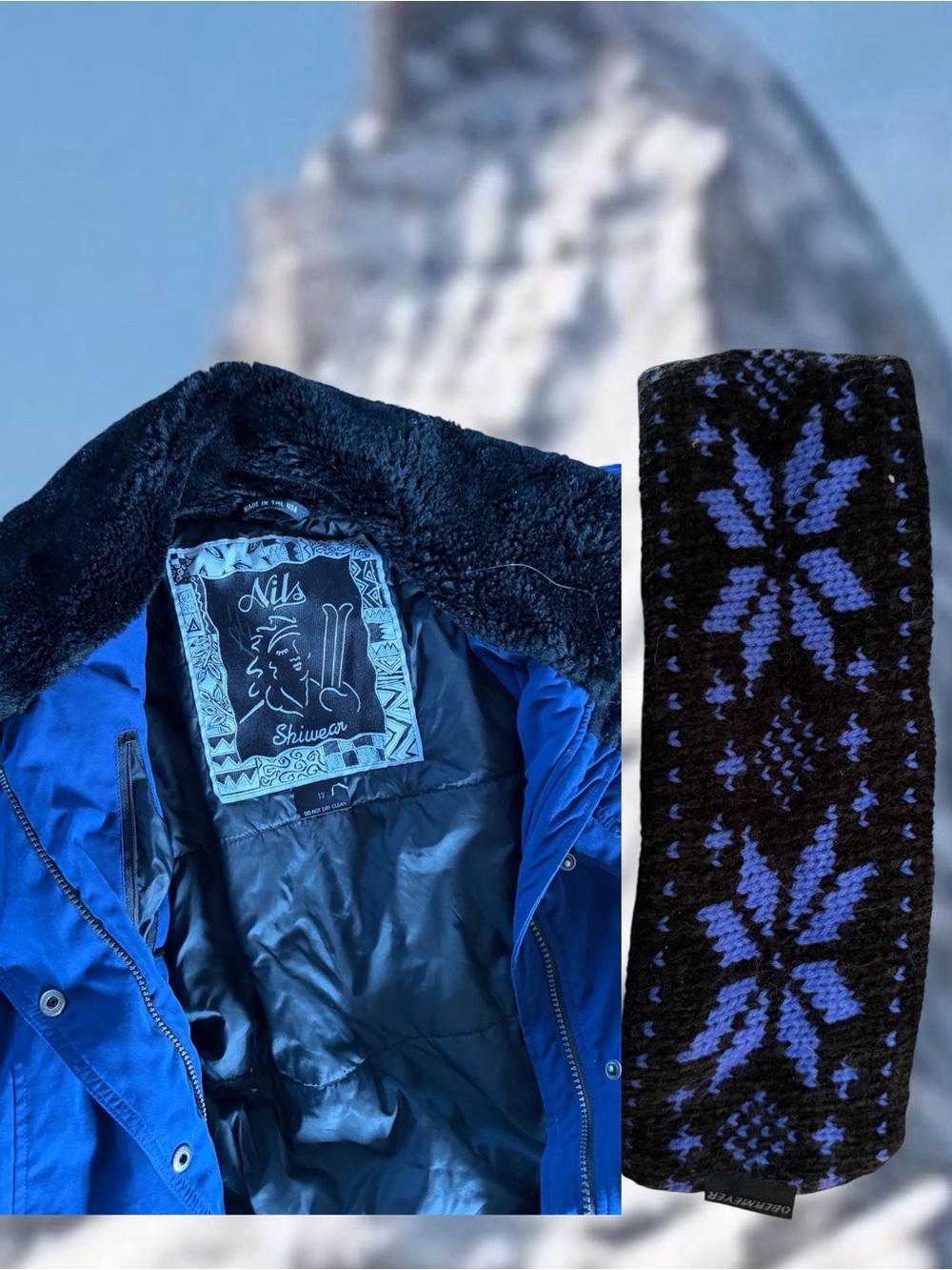 Columbus Day Deal❄️🍁NILS Blue Women’s Ski Jacket with Black Sherpa Collar